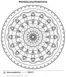 Mandala psychodeliczna — kolorowanka do wydruku dla dzieci