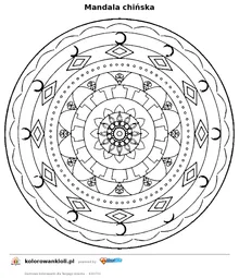Mandala chińska — kolorowanka do wydruku dla dzieci