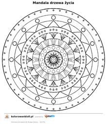 Mandala drzewa życia — kolorowanka do wydruku dla dzieci