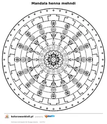 Mandala henna mehndi — kolorowanka do wydruku dla dzieci