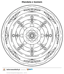 Mandala z koniem — kolorowanka do wydruku dla dzieci