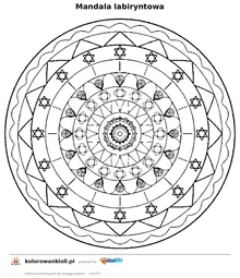Mandala labiryntowa — kolorowanka do wydruku dla dzieci