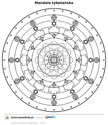 Mandala tybetańska — kolorowanka do wydruku dla dzieci