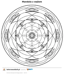 Mandala z wężem — kolorowanka do wydruku dla dzieci