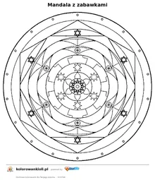 Mandala z zabawkami — kolorowanka do wydruku dla dzieci