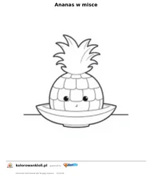 Ananas w misce — kolorowanka do wydruku dla dzieci