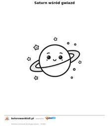 Saturn wśród gwiazd — kolorowanka do wydruku dla dzieci