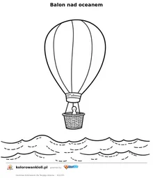 Balon nad oceanem — kolorowanka do wydruku dla dzieci