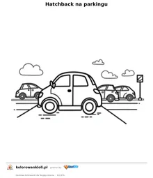 Hatchback na parkingu — kolorowanka do wydruku dla dzieci