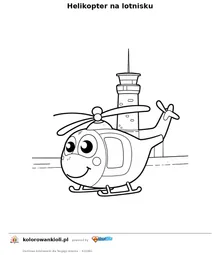 Helikopter na lotnisku — kolorowanka do wydruku dla dzieci
