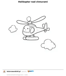 Helikopter nad chmurami — kolorowanka do wydruku dla dzieci