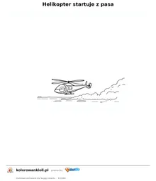 Helikopter startuje z pasa — kolorowanka do wydruku dla dzieci