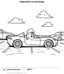 Kabriolet na parkingu — kolorowanka do wydruku dla dzieci