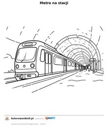 Metro na stacji — kolorowanka do wydruku dla dzieci