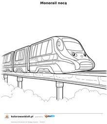 Monorail nocą — kolorowanka do wydruku dla dzieci