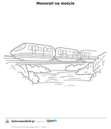 Monorail na moście — kolorowanka do wydruku dla dzieci