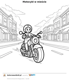 Motocykl w mieście — kolorowanka do wydruku dla dzieci
