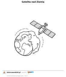 Satelita nad Ziemią — kolorowanka do wydruku dla dzieci
