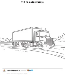 TIR na autostradzie — kolorowanka do wydruku dla dzieci