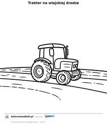 Traktor na wiejskiej drodze — kolorowanka do wydruku dla dzieci