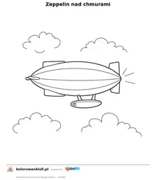 Zeppelin nad chmurami — kolorowanka do wydruku dla dzieci