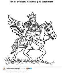 Jan III Sobieski na koniu pod Wiedniem — kolorowanka do wydruku dla dzieci