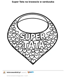 Super Tata na krawacie w serduszka — kolorowanka do wydruku dla dzieci