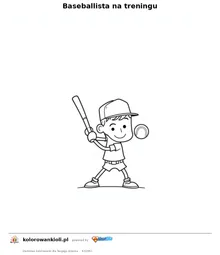 Baseballista na treningu — kolorowanka do wydruku dla dzieci