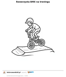 Rowerzysta BMX na treningu — kolorowanka do wydruku dla dzieci