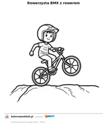 Rowerzysta BMX z rowerem — kolorowanka do wydruku dla dzieci