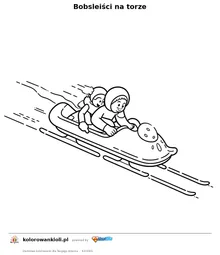 Bobsleiści na torze — kolorowanka do wydruku dla dzieci
