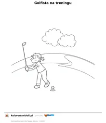 Golfista na treningu — kolorowanka do wydruku dla dzieci