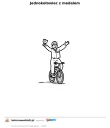 Jednokołowiec z medalem — kolorowanka do wydruku dla dzieci