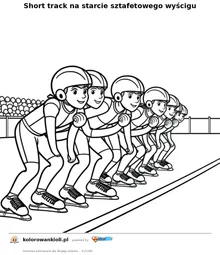 Short track na starcie sztafetowego wyścigu — kolorowanka do wydruku dla dzieci