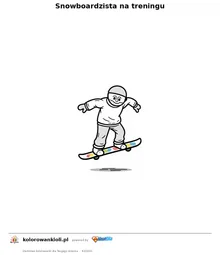Snowboardzista na treningu — kolorowanka do wydruku dla dzieci