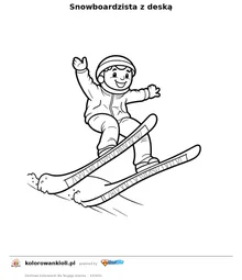 Snowboardzista z deską — kolorowanka do wydruku dla dzieci