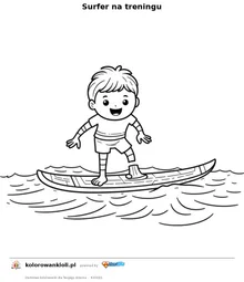 Surfer na treningu — kolorowanka do wydruku dla dzieci