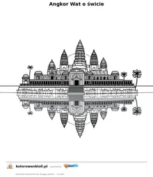 Angkor Wat o świcie — kolorowanka do wydruku dla dzieci