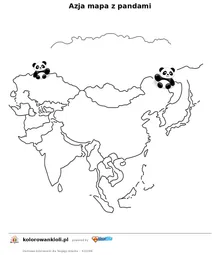 Azja mapa z pandami — kolorowanka do wydruku dla dzieci