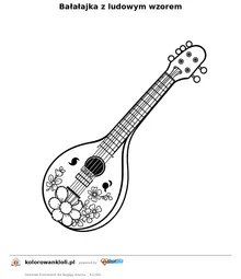 Balalajka z ludowym wzorem — kolorowanka do wydruku dla dzieci