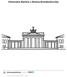 Panorama Berlina z Bramą Brandenburską — kolorowanka do wydruku dla dzieci
