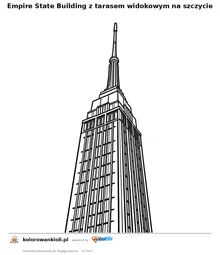 Empire State Building z tarasem widokowym na szczycie — kolorowanka do wydruku dla dzieci