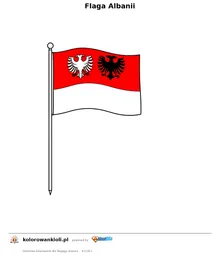 Flaga Albanii — kolorowanka do wydruku dla dzieci