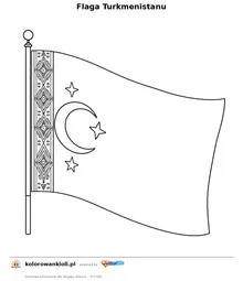 Flaga Turkmenistanu — kolorowanka do wydruku dla dzieci