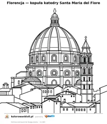 Florencja — kopuła katedry Santa Maria del Fiore — kolorowanka do wydruku dla dzieci