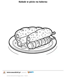 Kebab w picie na talerzu — kolorowanka do wydruku dla dzieci
