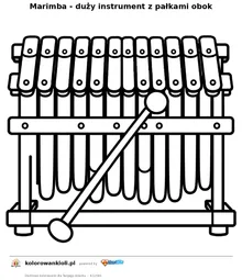 Marimba - duzy instrument z palkami obok — kolorowanka do wydruku dla dzieci