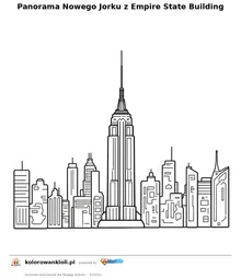 Panorama Nowego Jorku z Empire State Building — kolorowanka do wydruku dla dzieci
