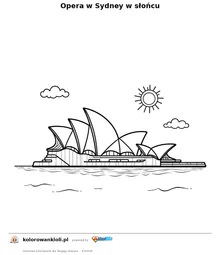 Opera w Sydney w słońcu — kolorowanka do wydruku dla dzieci