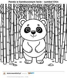 Panda w bambusowym lesie - symbol Chin — kolorowanka do wydruku dla dzieci